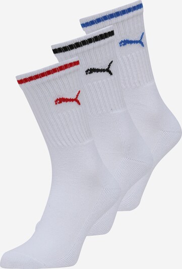 PUMA Chaussettes de sport en bleu / rouge / noir / blanc cassé, Vue avec produit