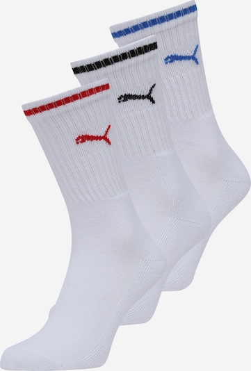 PUMA Chaussettes de sport en bleu / rouge / noir / blanc cassé, Vue avec produit