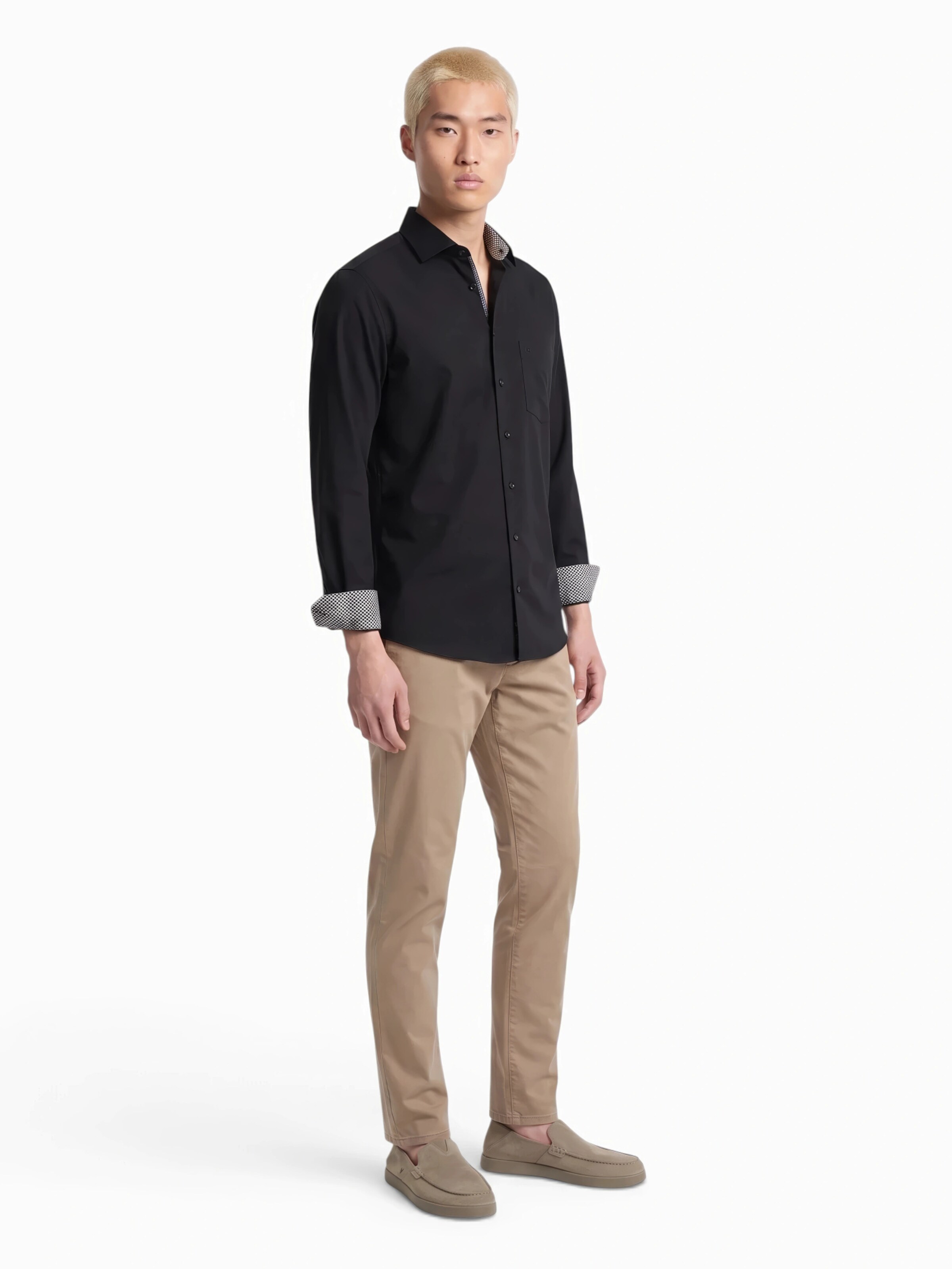OLYMP Regular Fit Hemd in Schwarz: Vorderseite