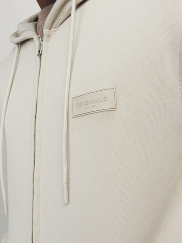 JACK & JONES Zip-Up Hoodie in Beige