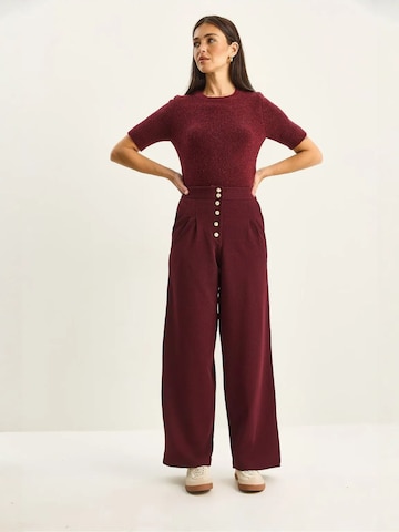 Bianco Lucci Wide leg Bandplooibroek in Rood
