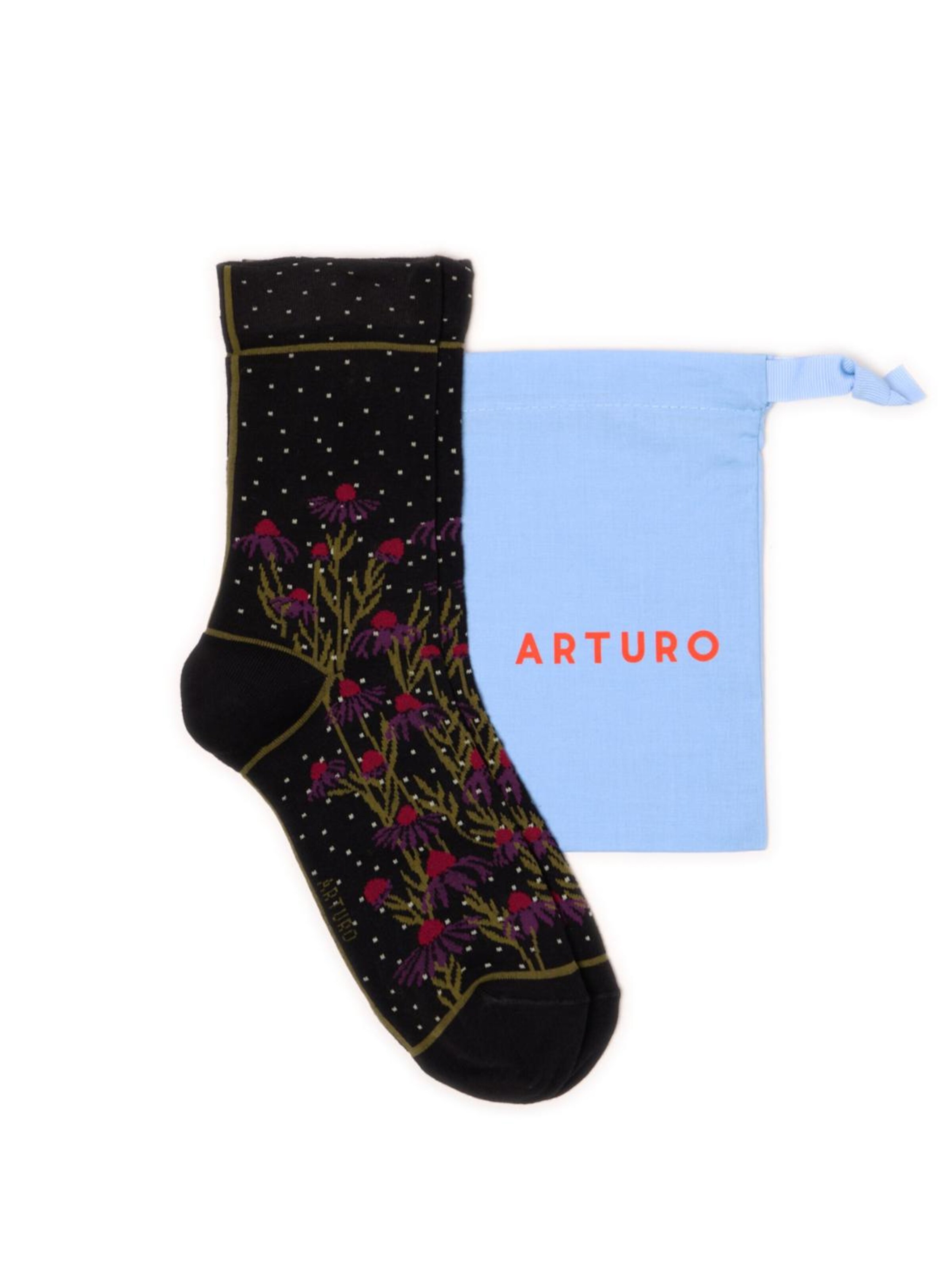 Calzino 'Calzini Margherita e Arturo' di Arturo in nero: frontale