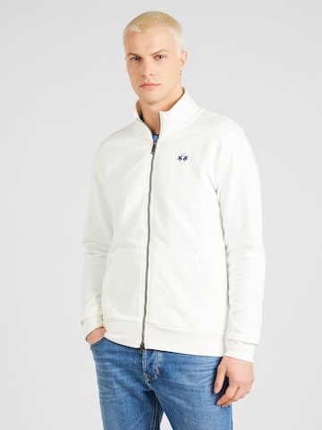 La Martina Zip-Up Hoodie in White: front