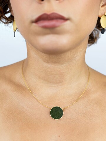 Sergio Engel Lánc 'Patina Kette 04 Minimalistische vergoldete Seil-Kette mit farbigem Anhänger' - zöld