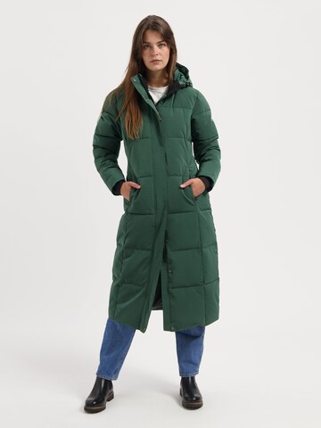 Travelin Wintermantel 'Freya' in Groen: voorkant