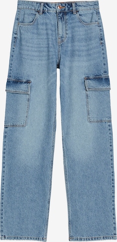 Bershka Regular Cargojeans in Blauw: voorkant