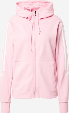 ADIDAS SPORTSWEAR Athletic Zip-Up Hoodie 'Aeroready ' in Pink: front