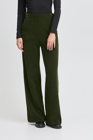 ICHI Wide leg Trousers 'IHKATE ' in Green: front