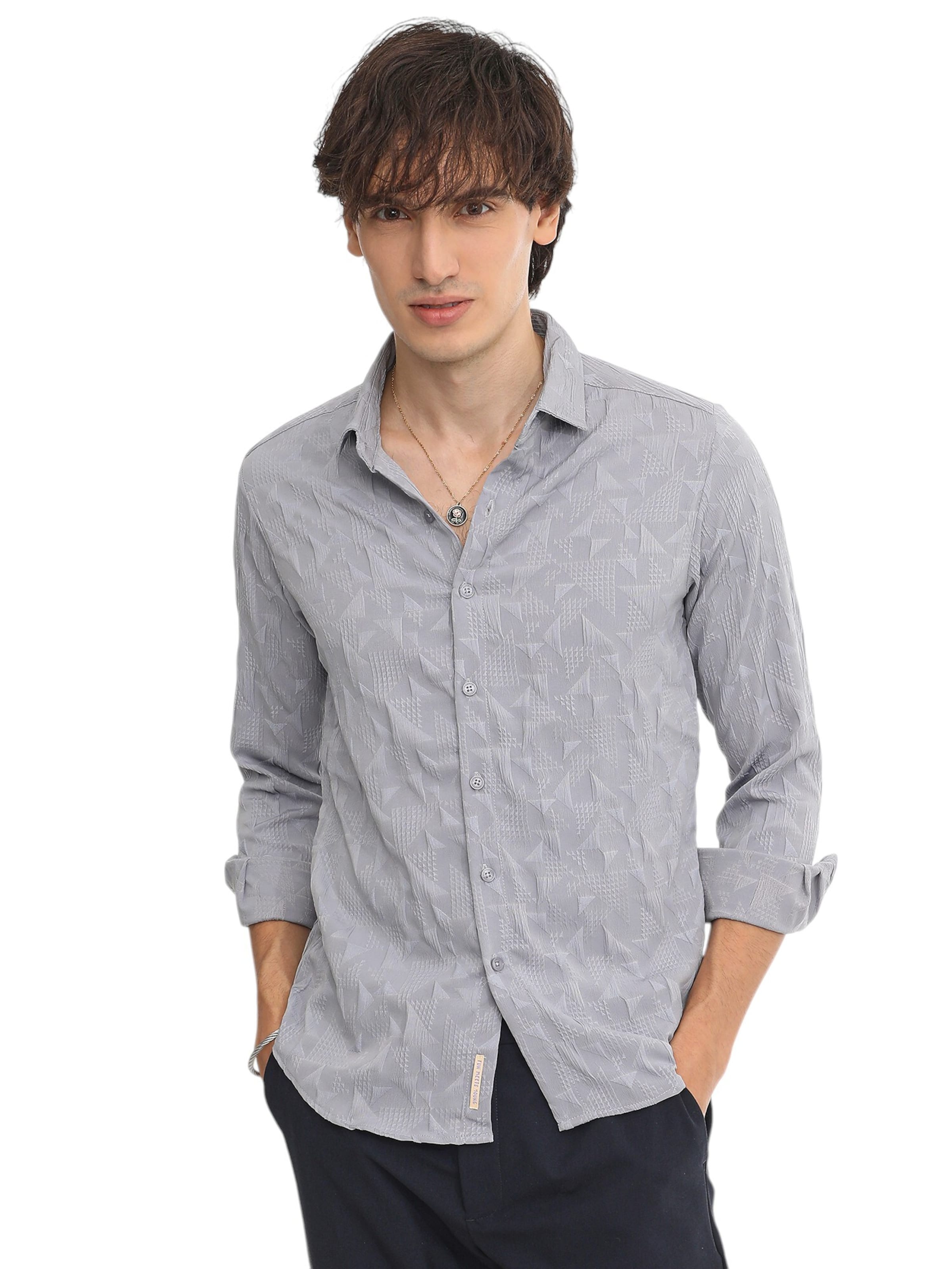 Campus Sutra Rovný strih Košeľa 'Tianna' - Sivá: predná strana