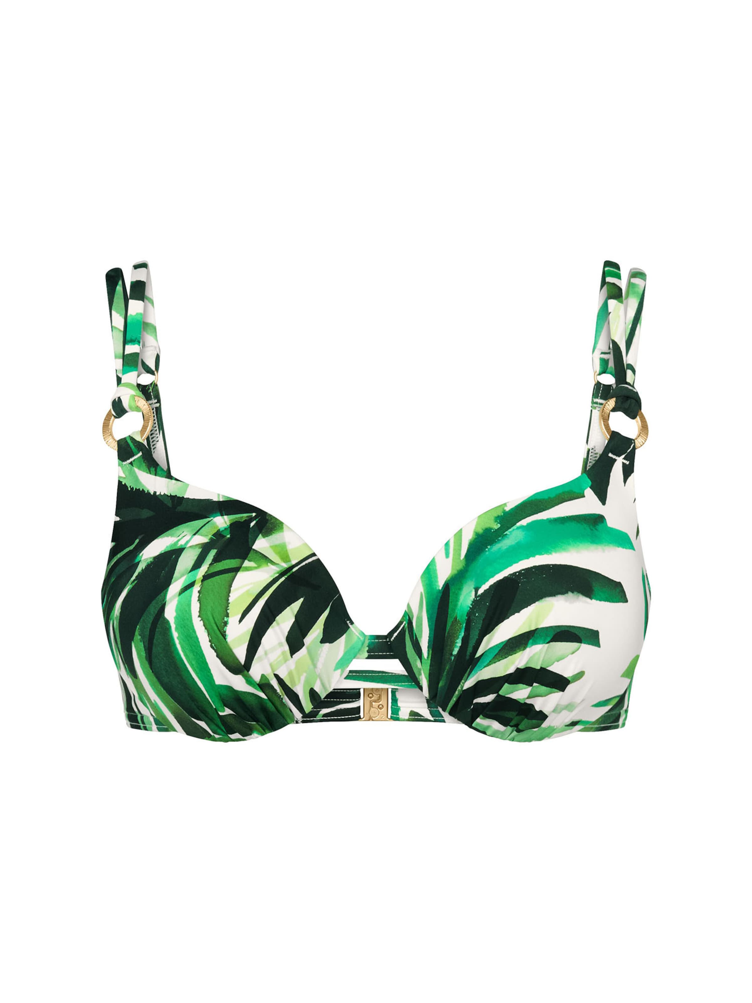TRIUMPH Triangel Bikinitop ' Red Label Summer Palm ' in Groen: voorkant
