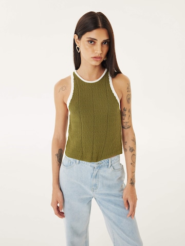 Twist Knitted Top in Green: front