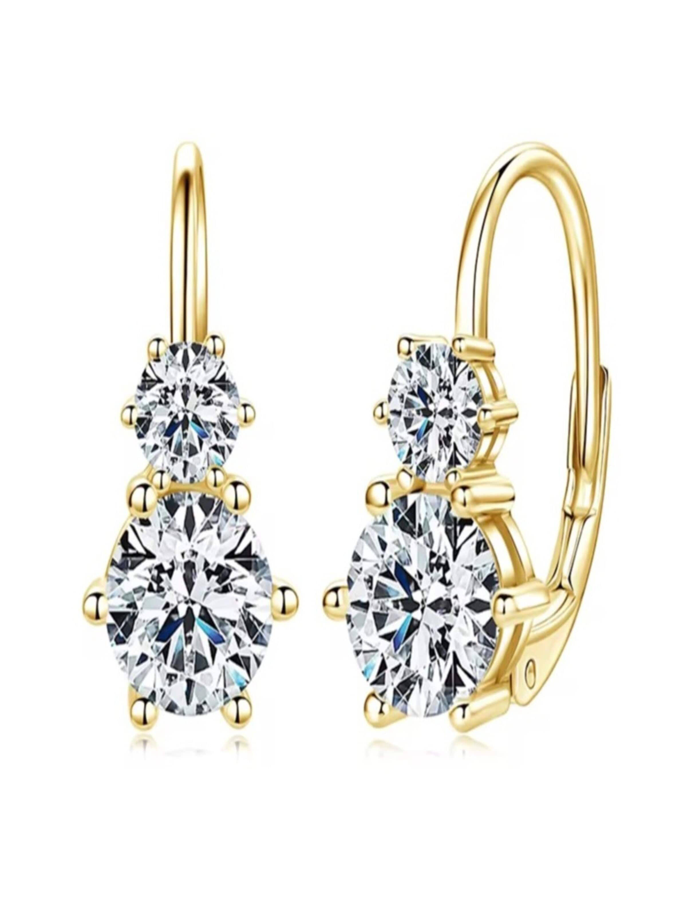 ROUGEMONT Jewellery Earrings 'Funkelnde Moissanit Creolen 1,0ct 925 sterling Silber' in Gold: front