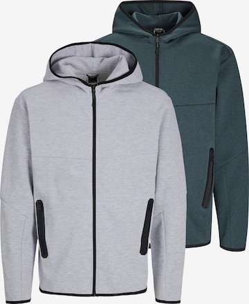 JACK & JONES Sweatjacke 'Fusion' in Silber: Vorderseite