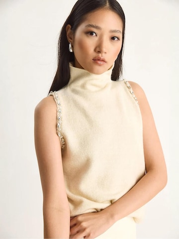Bianco Lucci Gebreide top in Beige