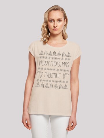 F4NT4STIC Shirt 'Merry Christmas Everyone' in Beige: voorkant