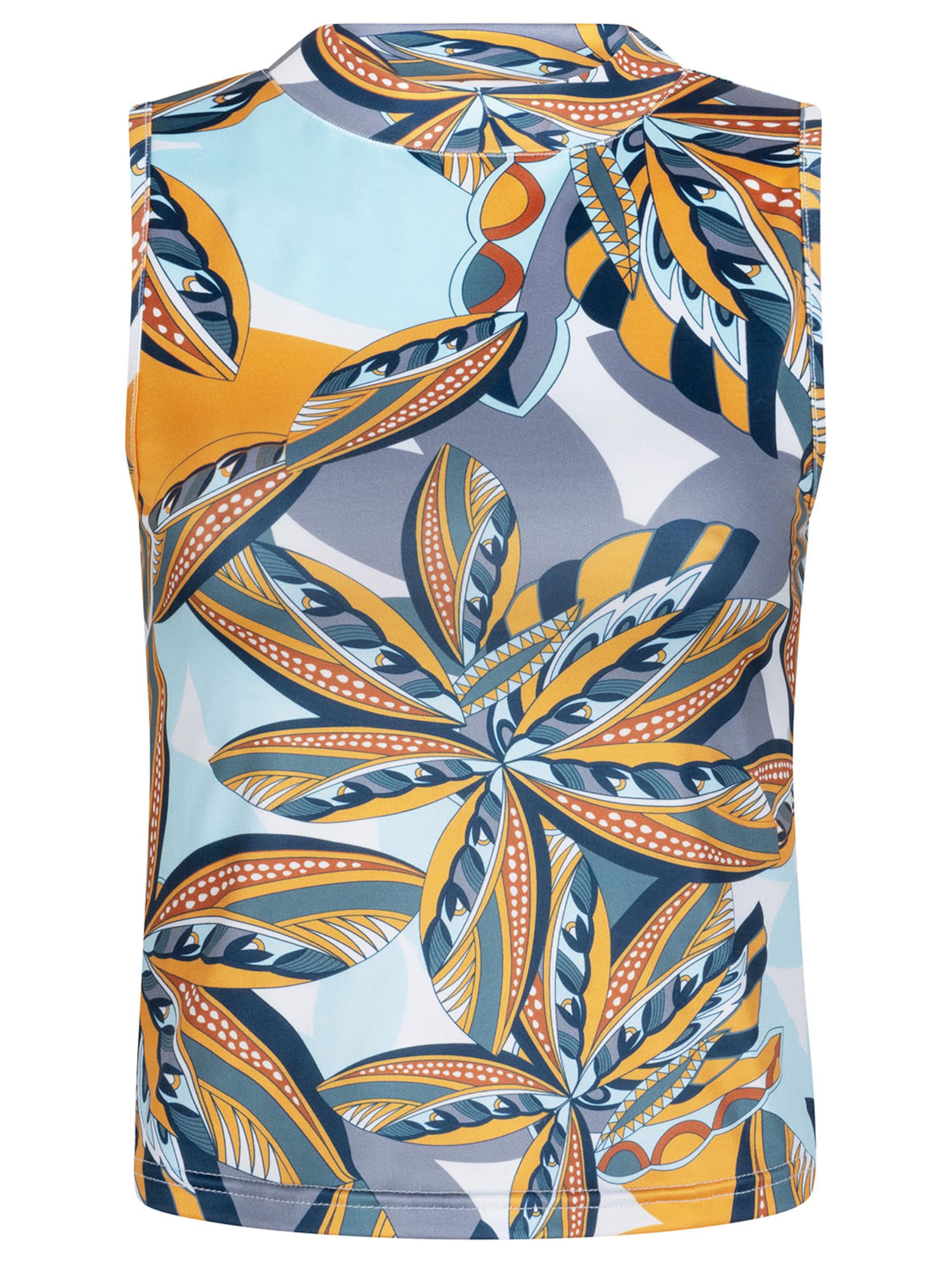 Haut 'Crop top halter Palm' Chic by Lirette en bleu : devant