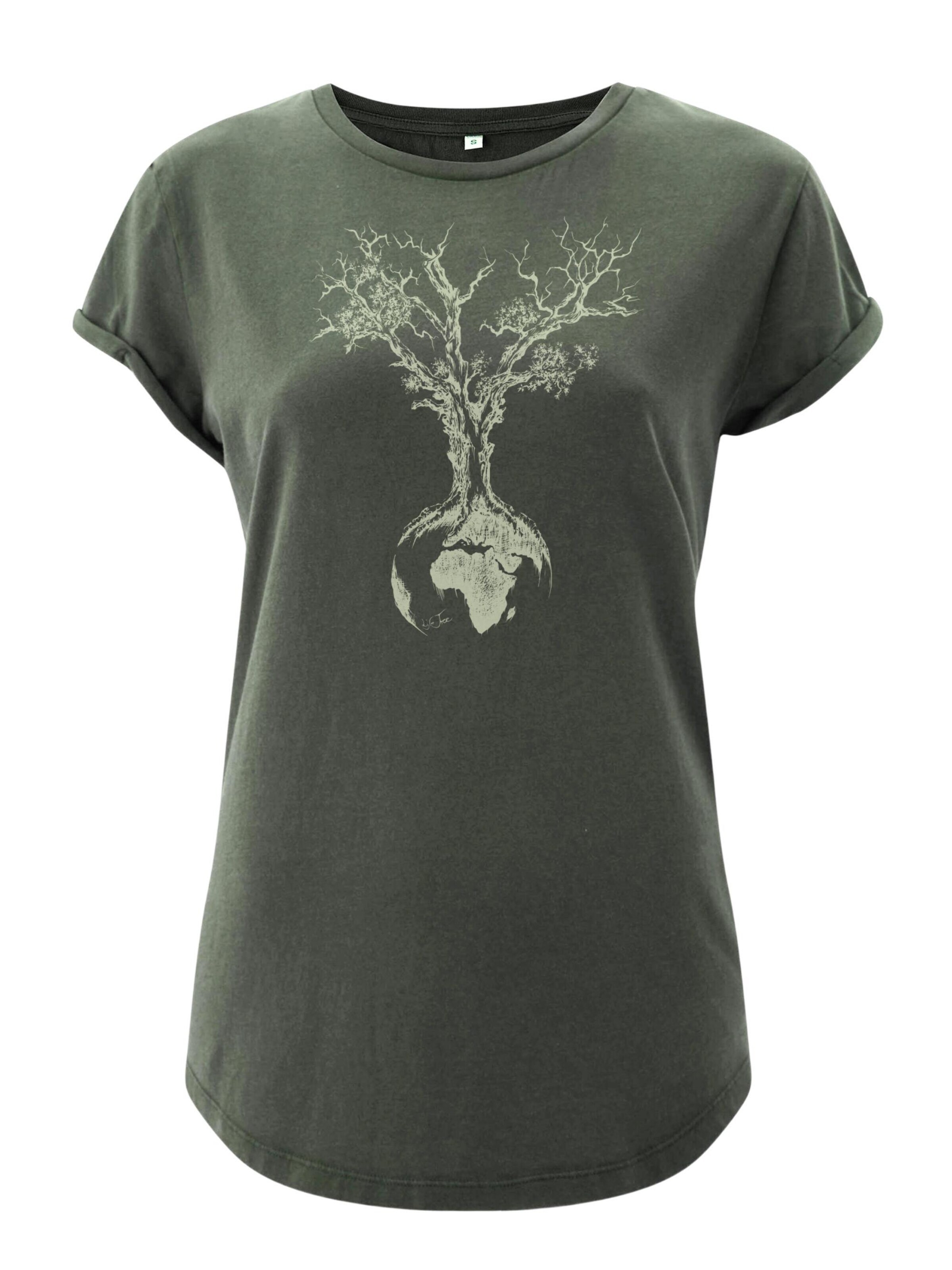 Life-Tree Shirt 'Fairwear Weltenbaum'‌‌ in Grün: Vorderseite
