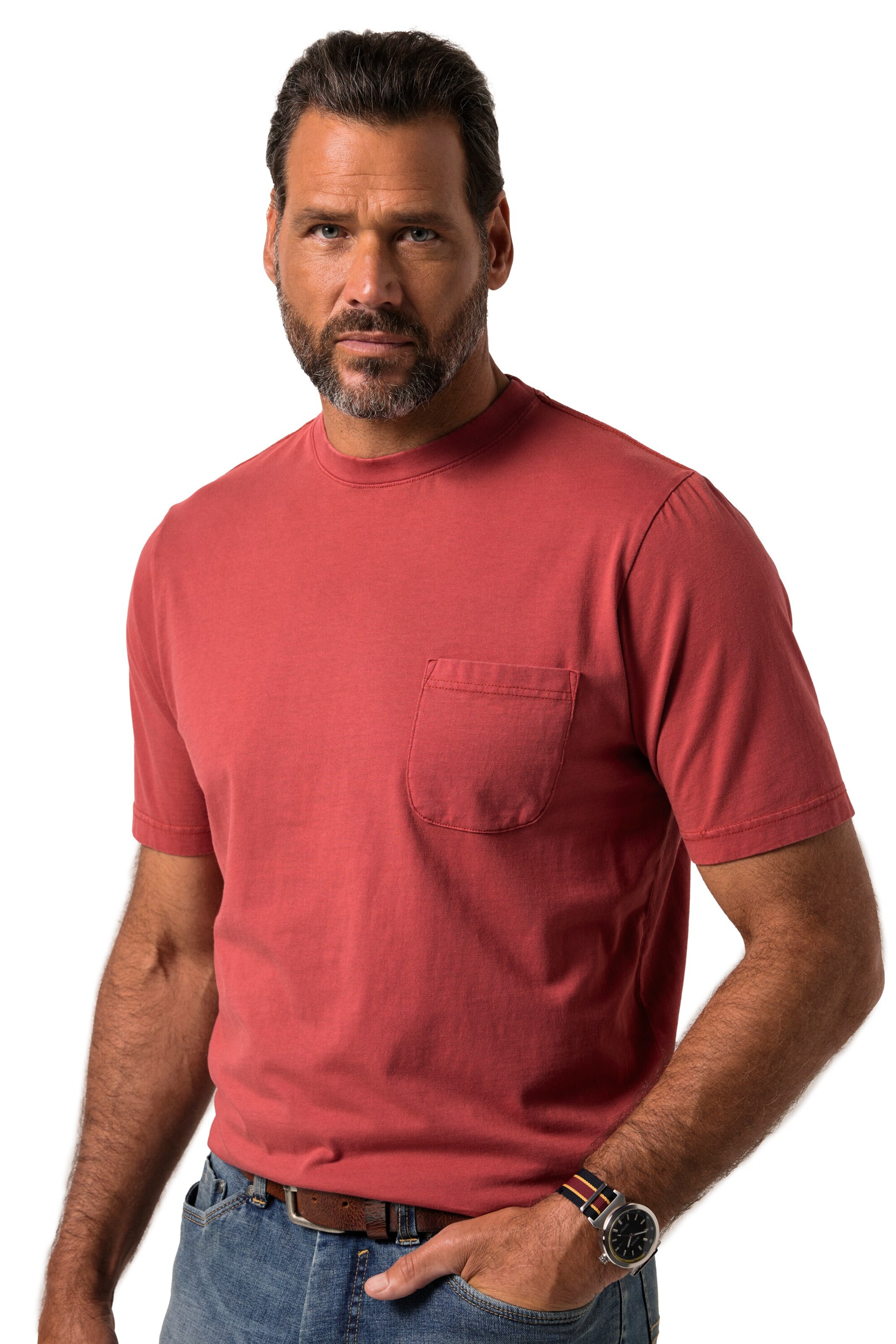 JP1880 Shirt in Rood: voorkant
