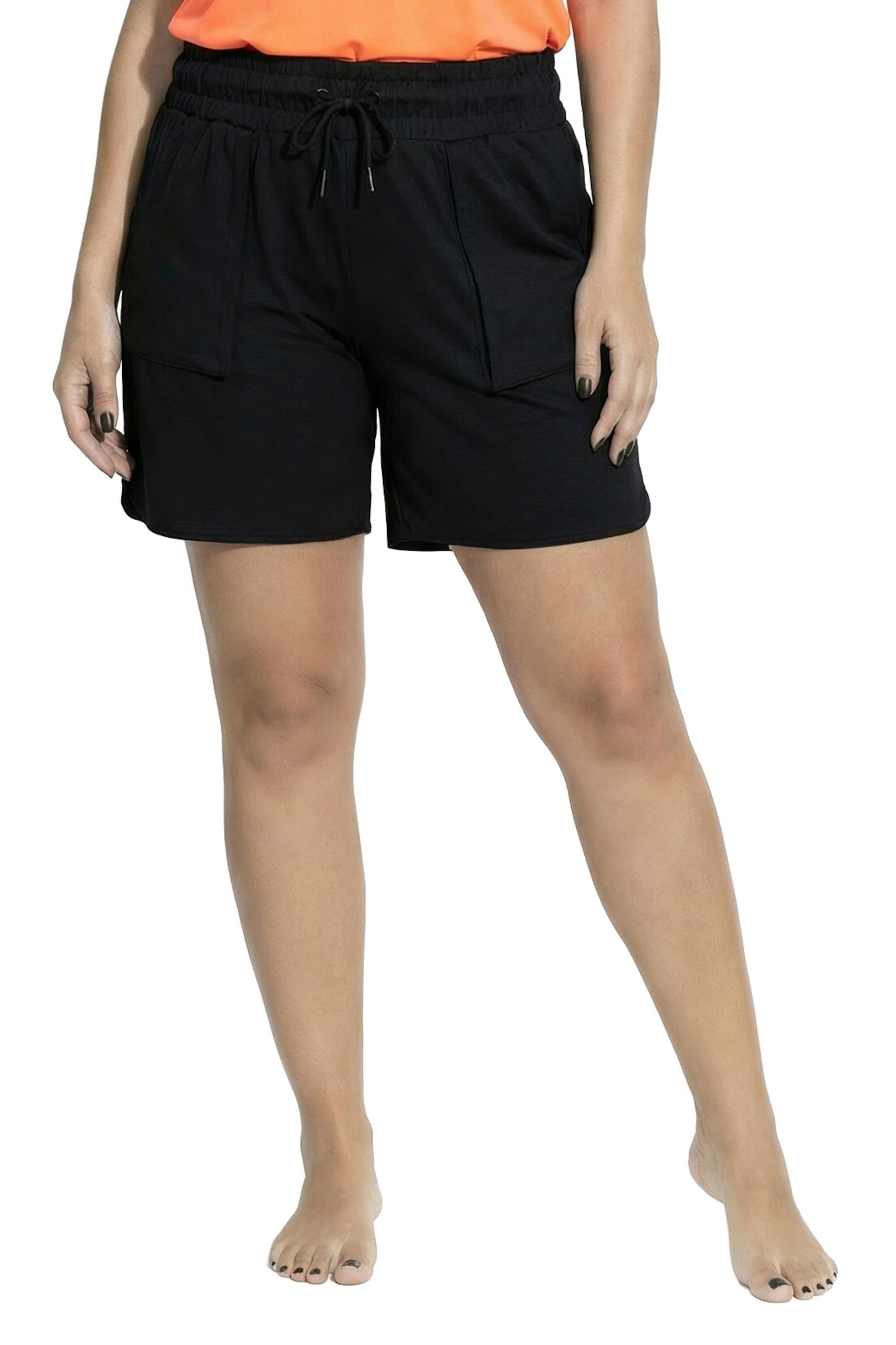 Ulla Popken Regular Shorts in Schwarz: Vorderseite