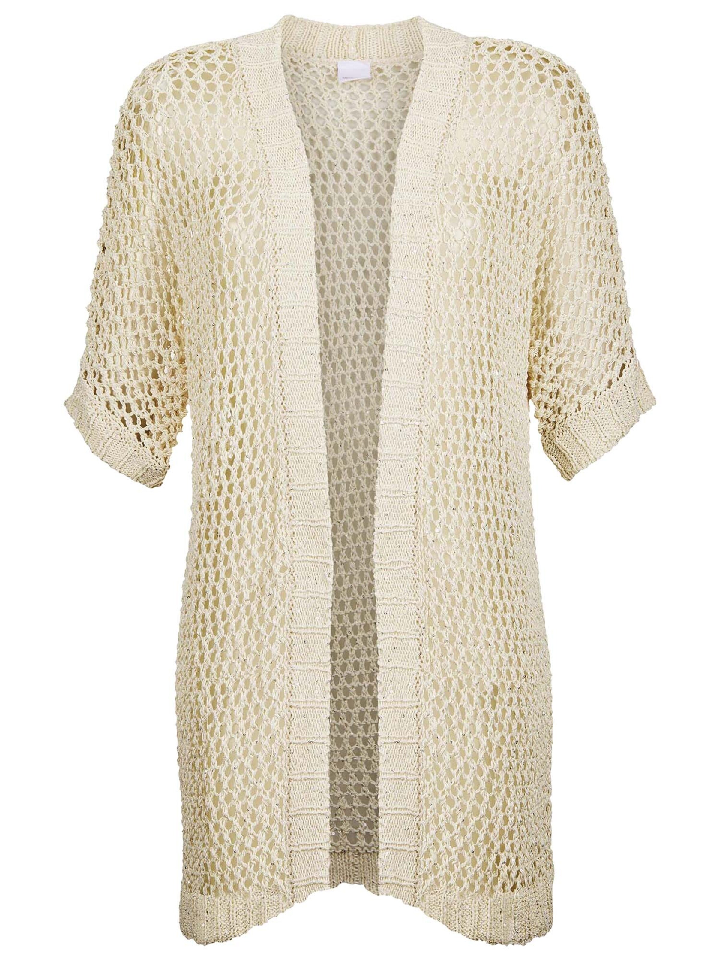 MADELEINE Gebreid vest in Wit: voorkant