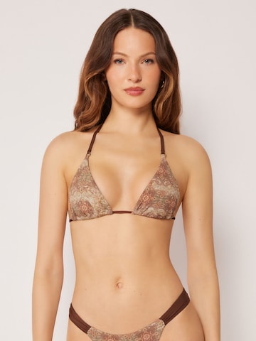 CALZEDONIA Triangel Bikinitop 'Ethnic Boho' in Braun