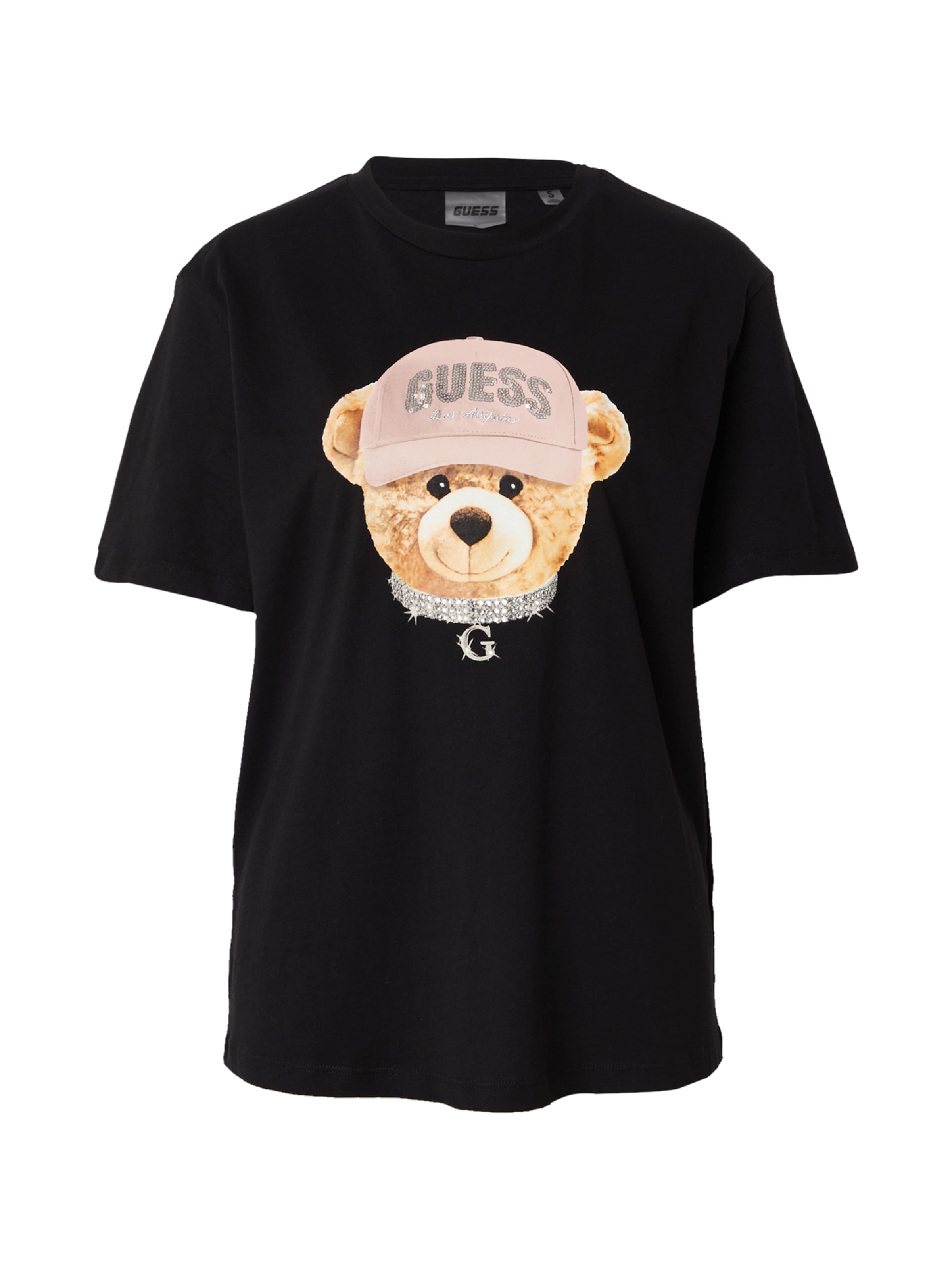 Tricou 'TEDDY BEAR HAT' GUESS pe bej / gri / roz pal / negru, Vizualizare produs