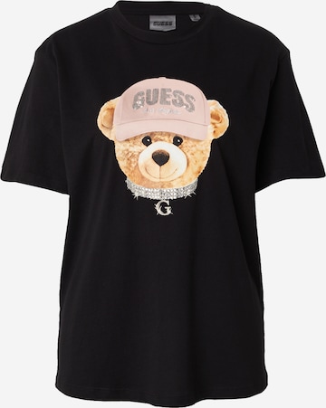 juoda GUESS Marškinėliai 'TEDDY BEAR HAT': priekis