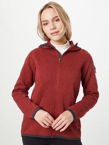 Bergans Athletic Zip-Up Hoodie 'Kamphaug' in Red: front