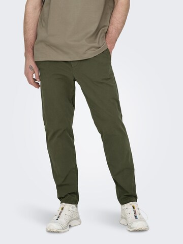 Only & Sons Zúžený Chino kalhoty 'ONSLinus' – zelená