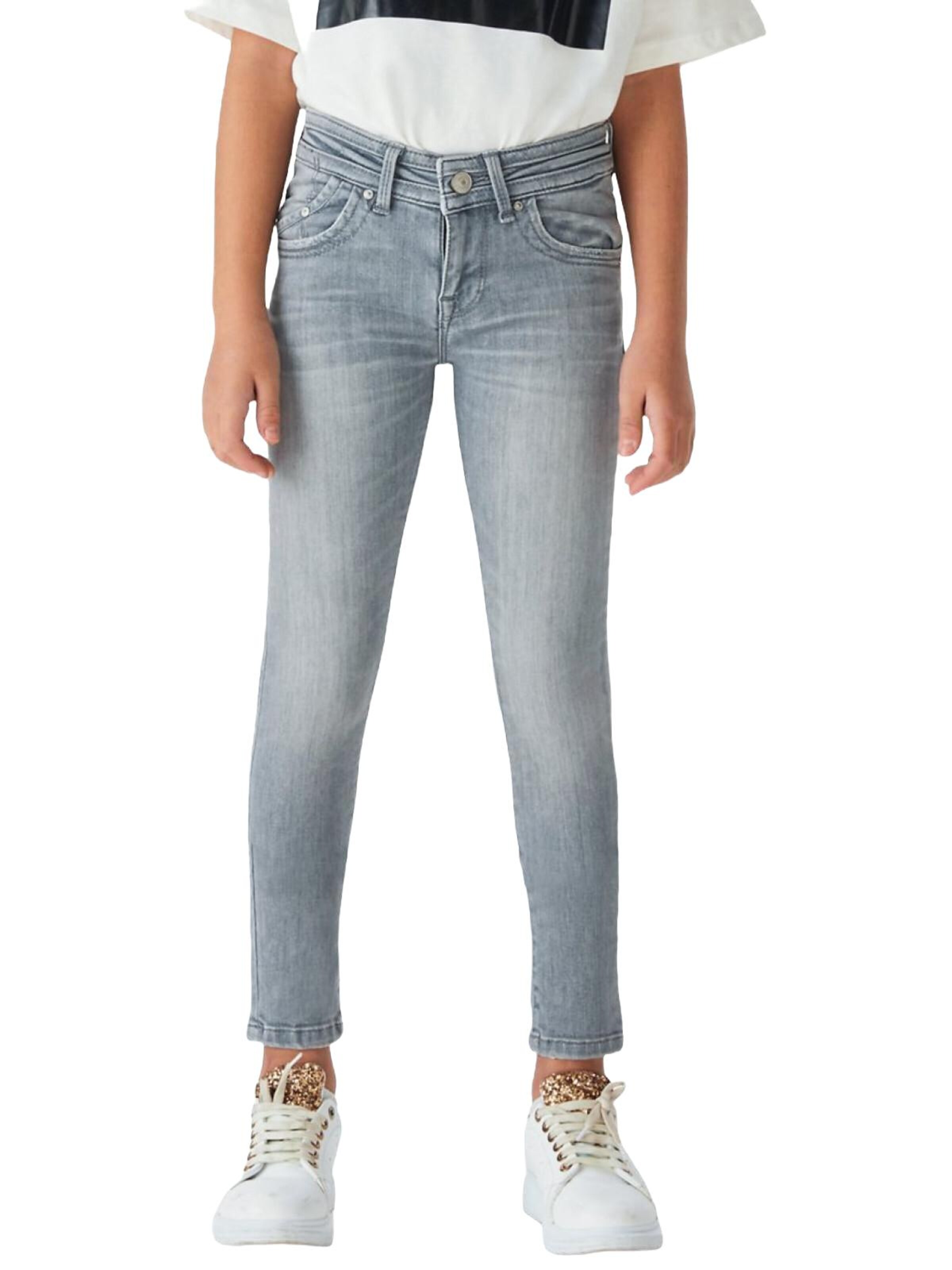 LTB Jeans - regular Vaquero 'LTB Jeans Baby Girl Julita G Mid Waist Asymmetrische Jeanshose' en gris: frente