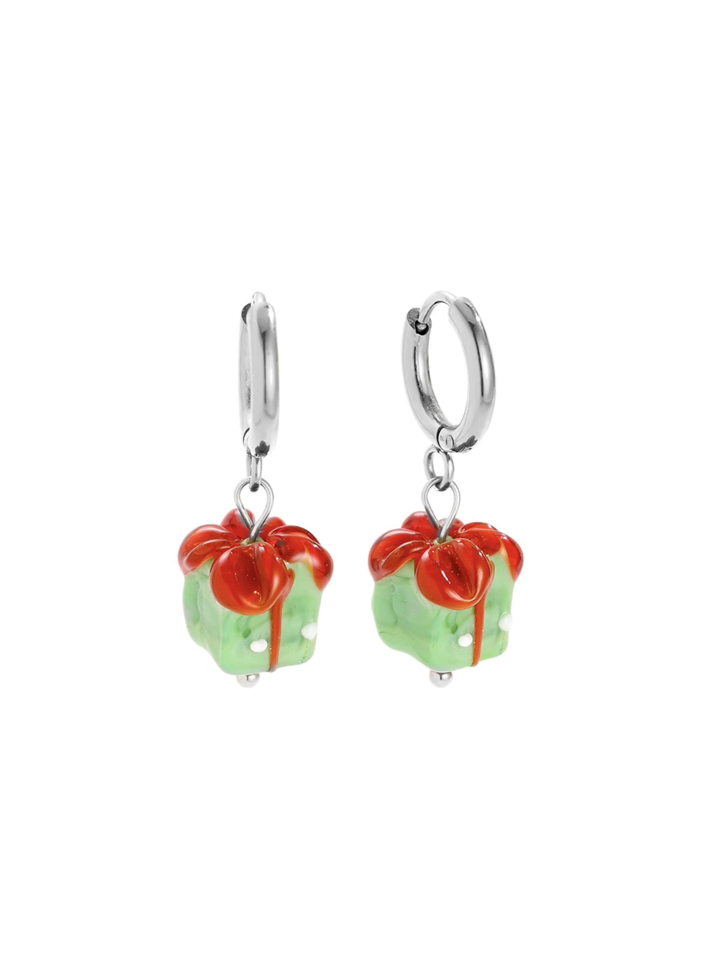 Cala Rose Earrings 'EMERALD GIFT' in Silver: front