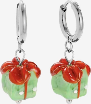 Boucles d'oreilles 'EMERALD GIFT' Cala Rose en argent : devant