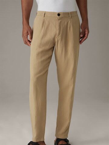 STRELLSON Loose fit Pleat-Front Pants ' Lou ' in Beige: front