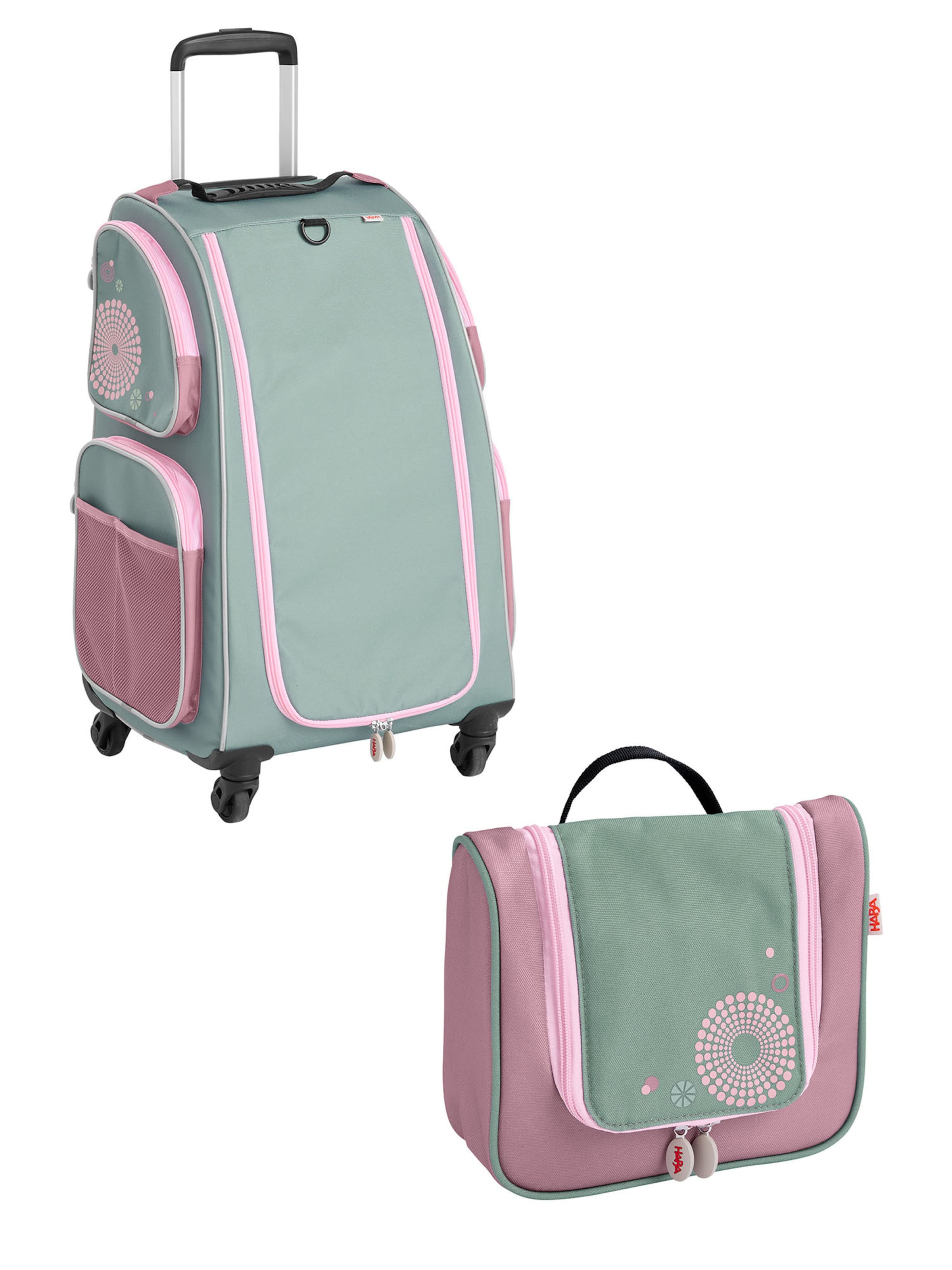 HABA Bag ' Schranktrolley 4 Rollen und Kulturbeutel ' in Green: front