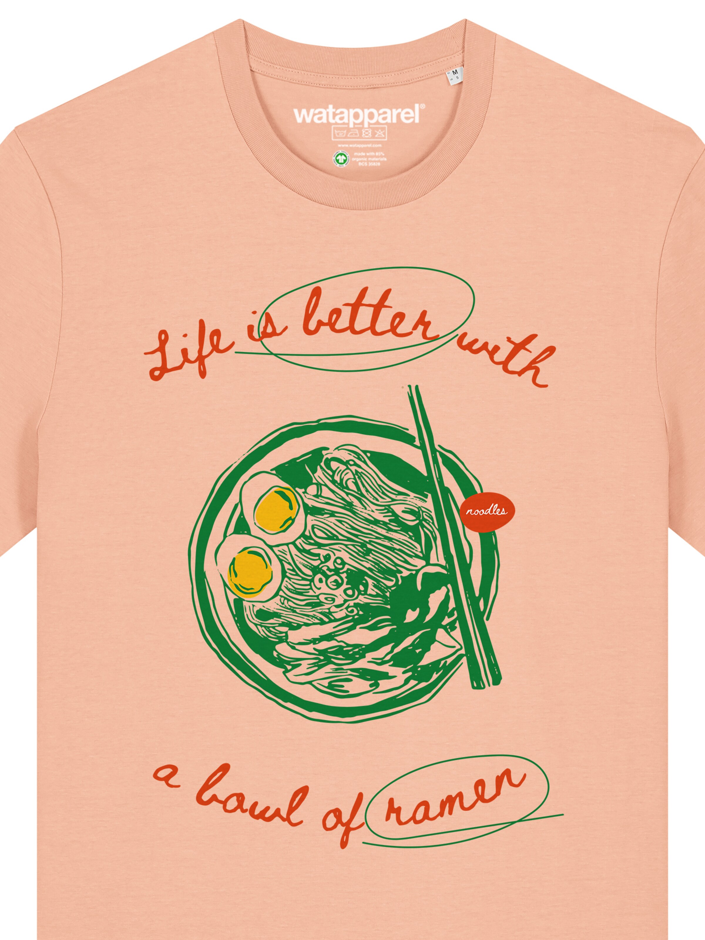 T-Shirt 'Life Is Better With Ramen' Watapparel en rose