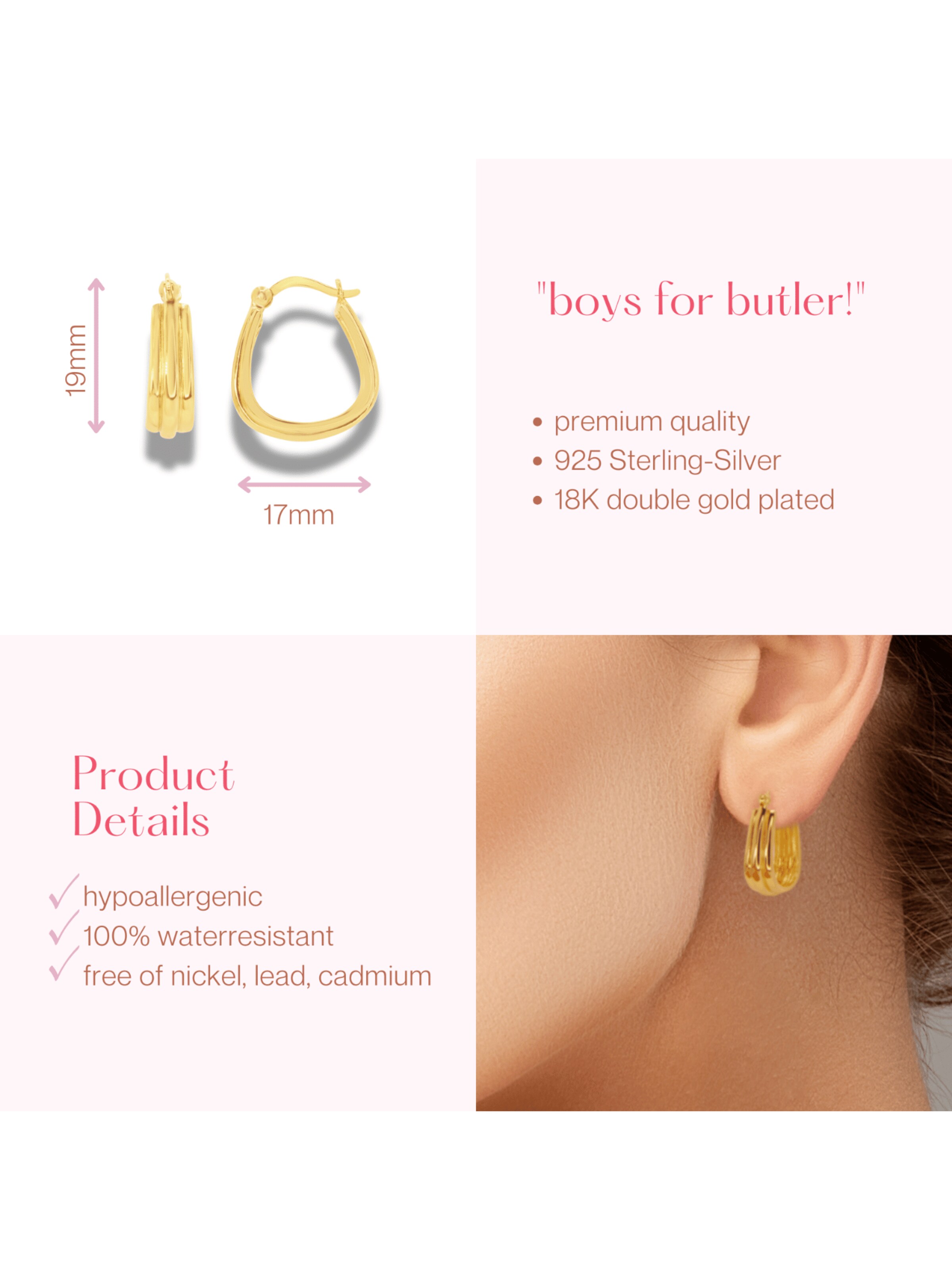 ARS-ARGENTI Earrings 'BOYS FOR BUTLER!' in Gold