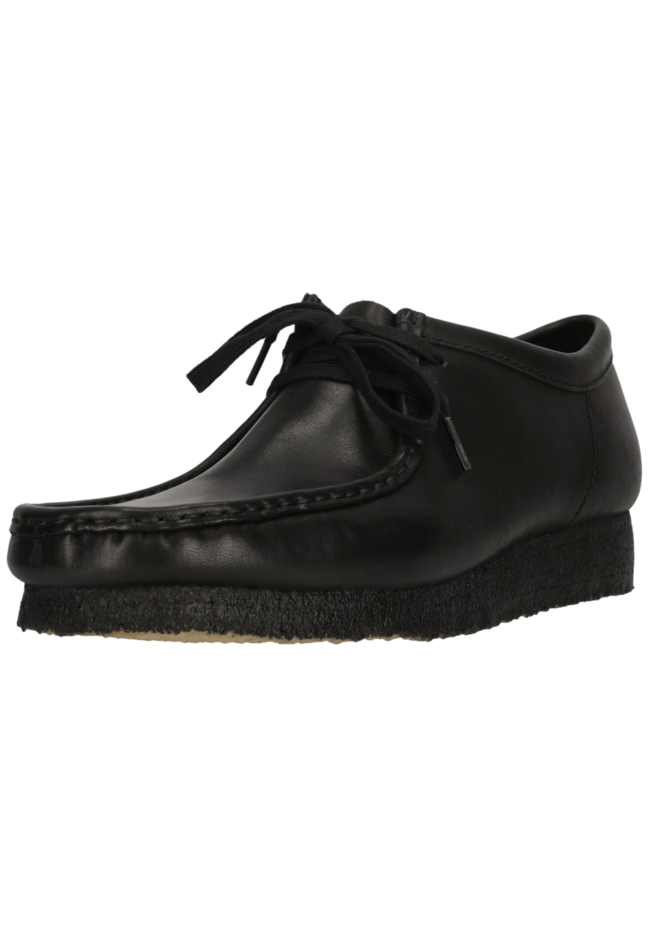 CLARKS Veterschoen 'Wallabee Black Leather' in Zwart: voorkant