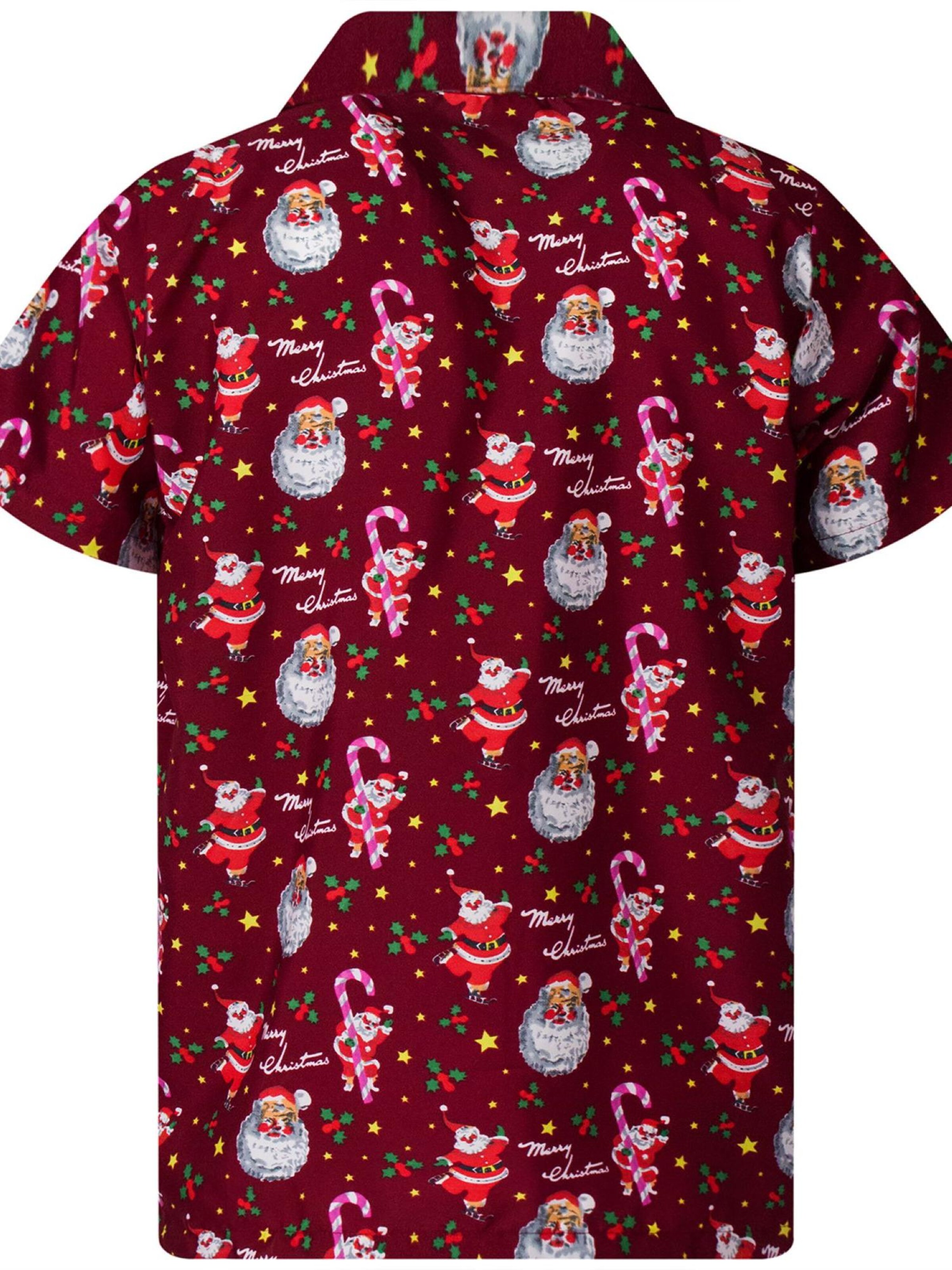 King Kameha Regular fit Button Up Shirt 'Christmas Candycane' in Red