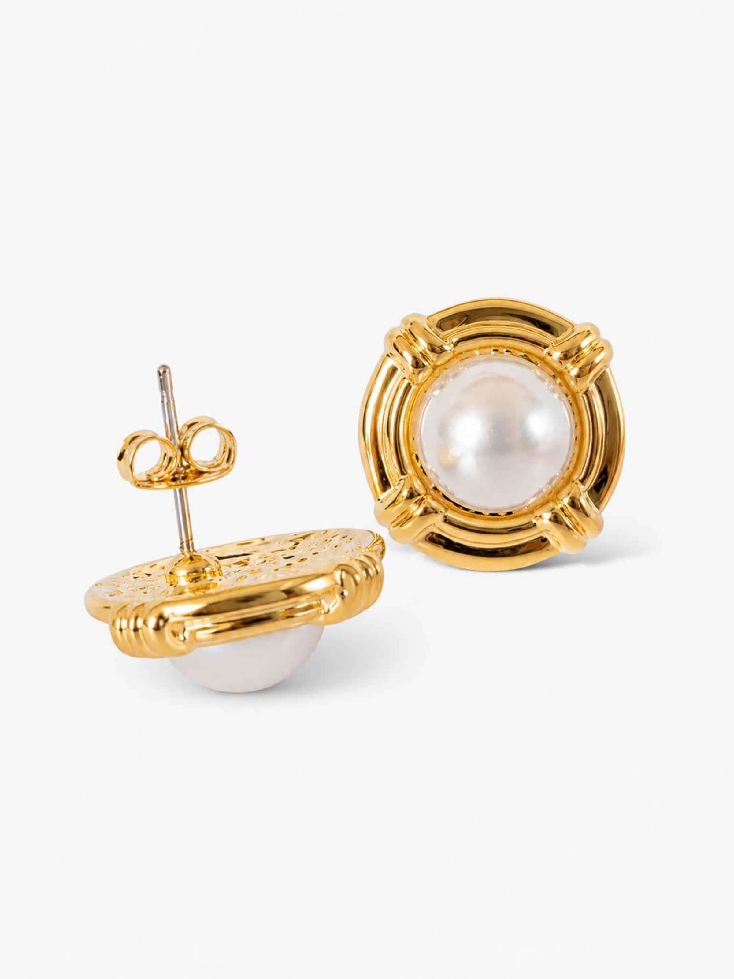 RteRmeNaušnice 'Vintage Gold Circular Pearl Earrings' - zlatna boja