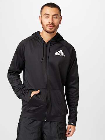 ADIDAS SPORTSWEAR Αθλητική ζακέτα φούτερ 'Aeroready Game And Go Small Logo ' σε μαύρο: μπροστά