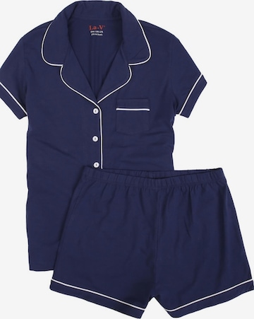 La V Nachtkledij 'Shortama girl' in Blauw: voorkant