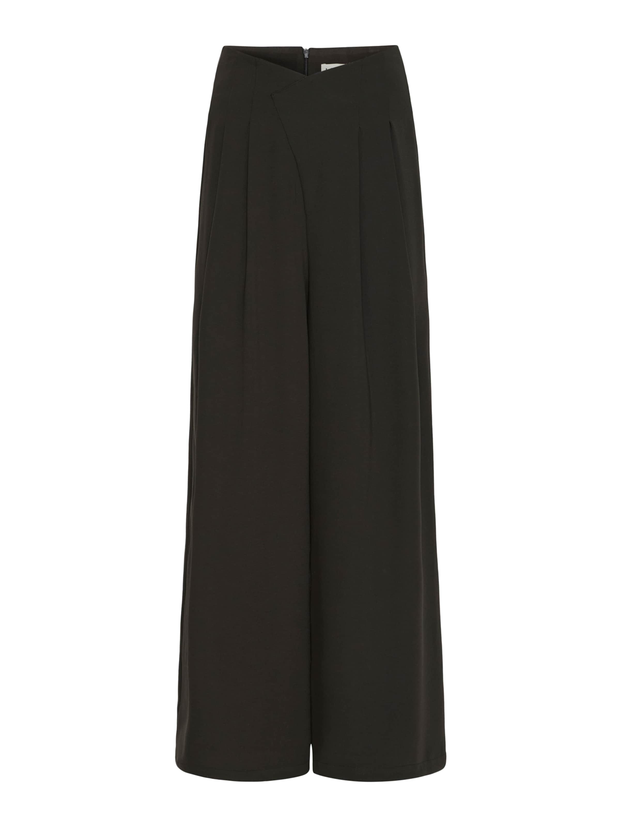 ICHI Wide Leg Hose 'IHLINTA' in Schwarz: Vorderseite