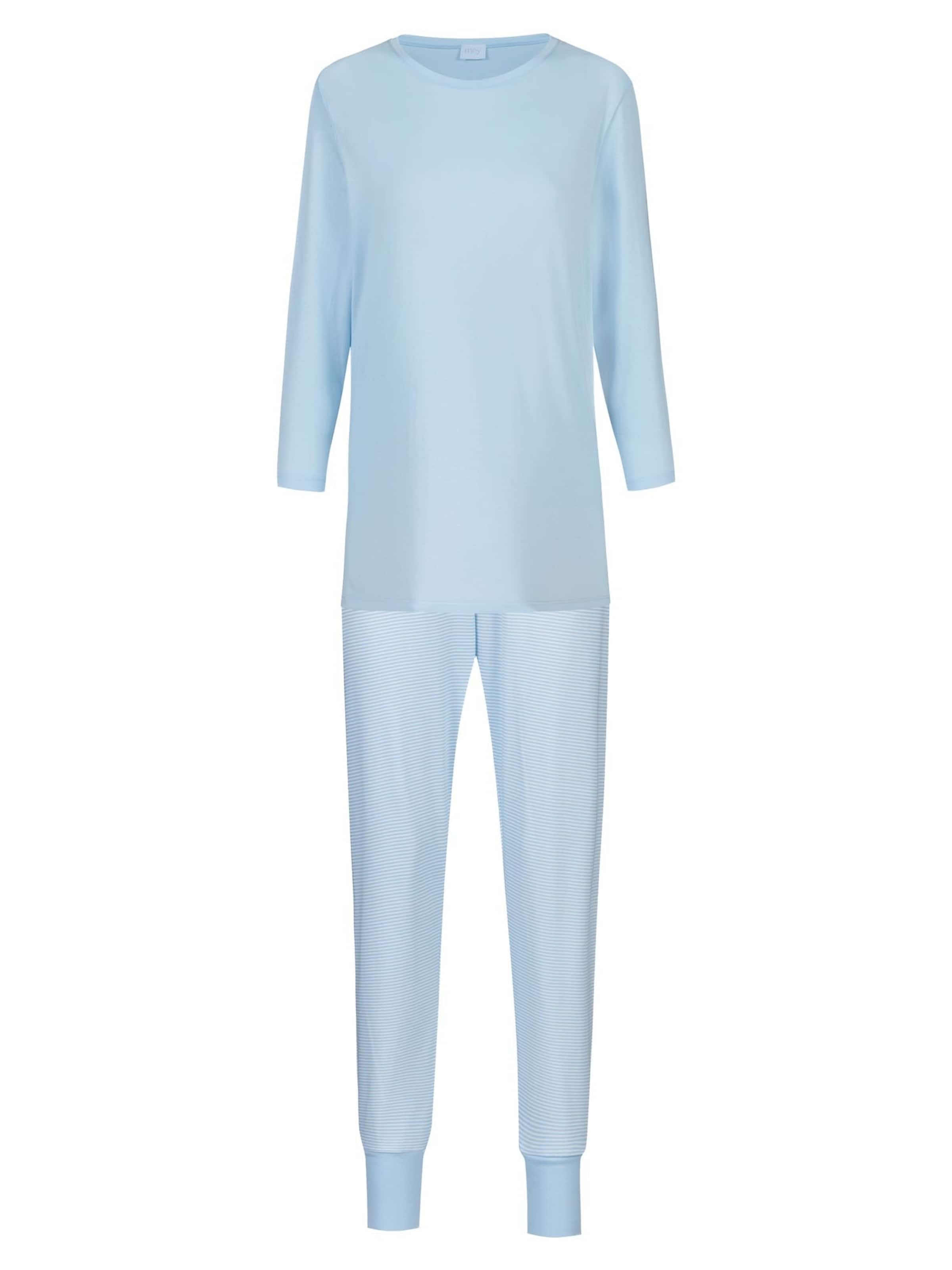 Mey Pyjama 'Simple Stripes' in Blauw: voorkant