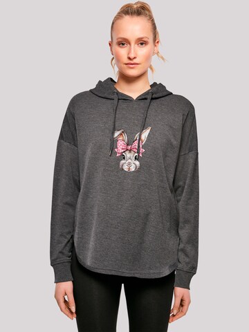 Sweat-shirt 'Niedlicher Hase mit Schleife' F4NT4STIC en gris : devant