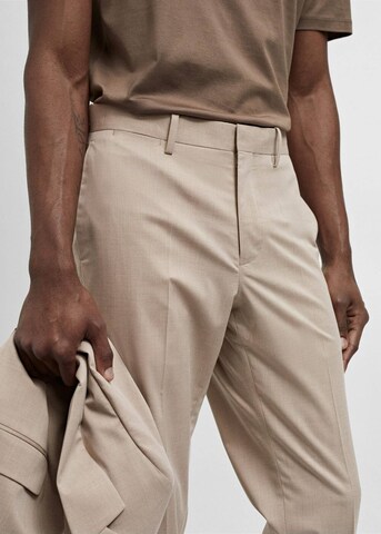 MANGO MAN Regular Pleated Pants 'Paris' in Beige