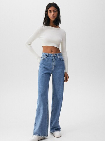 Wide leg Jeans de la Pull&Bear pe albastru