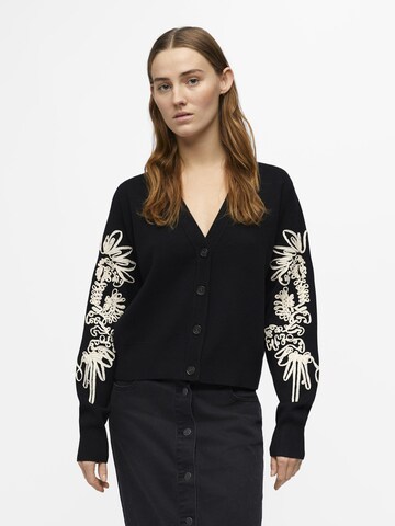 OBJECT Strickjacke 'OBJJOANA' in Schwarz: Vorderseite