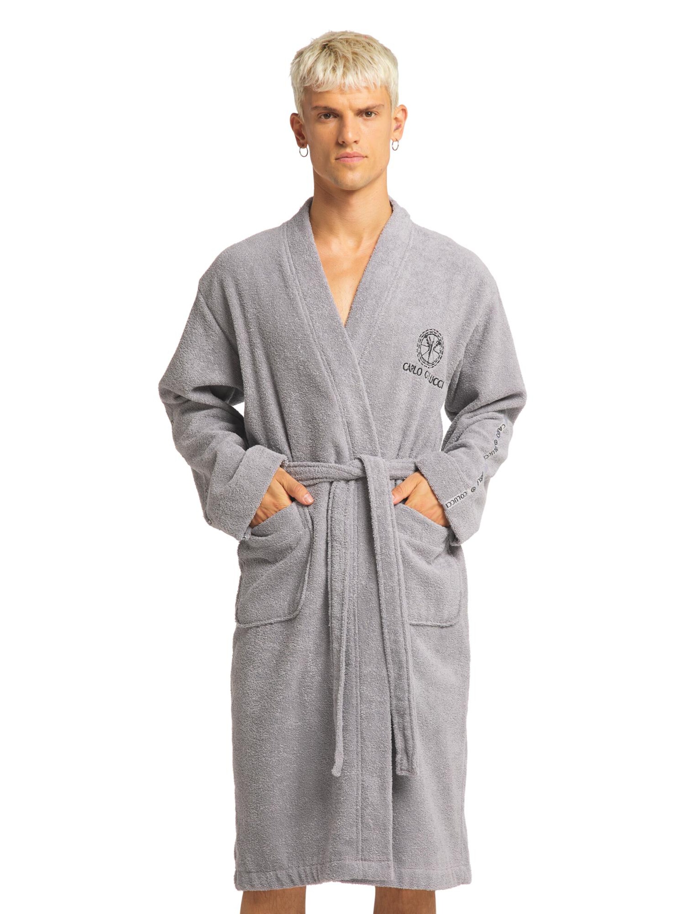 Carlo Colucci Badjas kort in Grijs: voorkant
