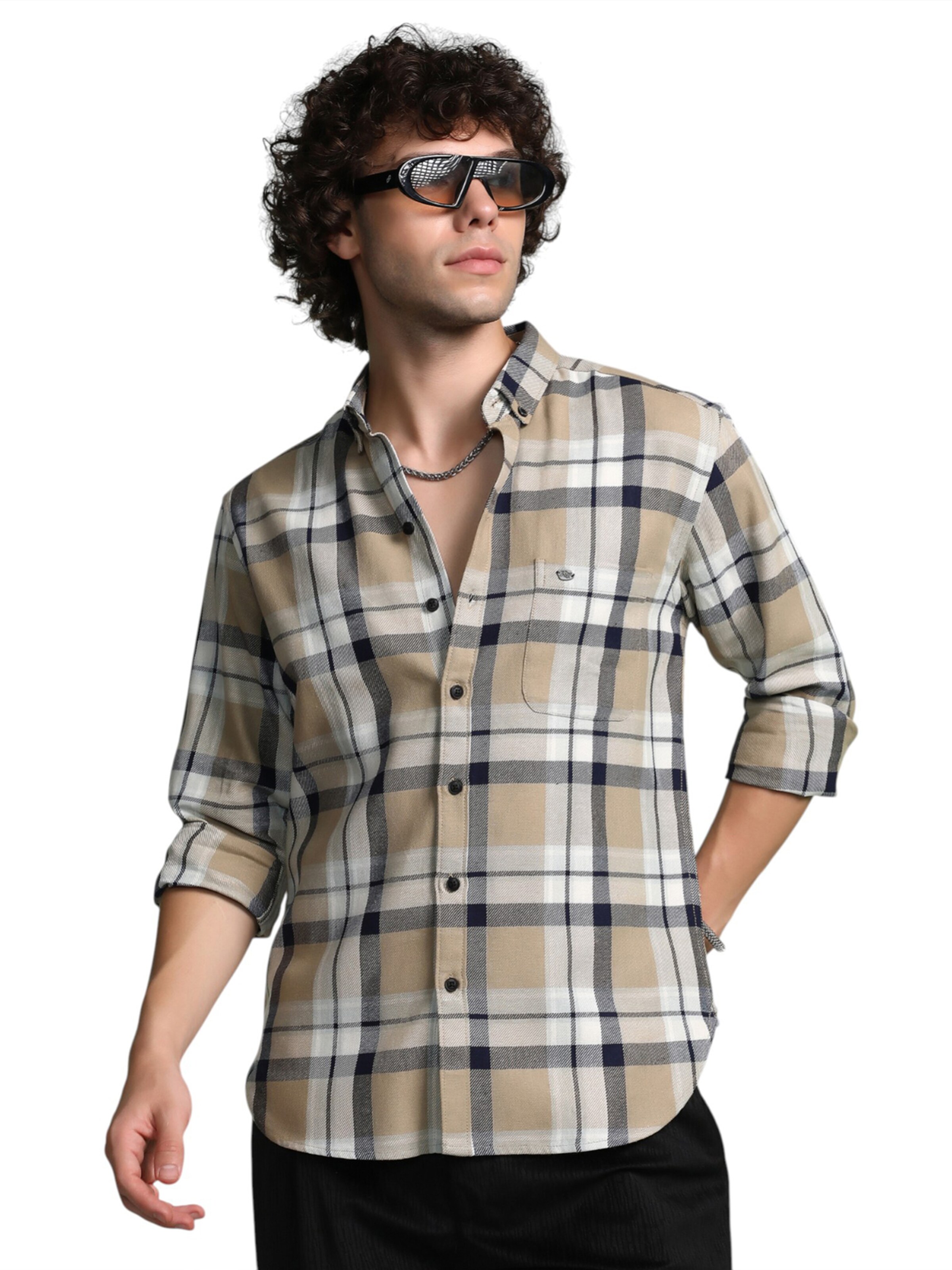 Campus Sutra Rovný strih Košeľa 'Dayana' - Béžová