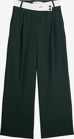 Bershka Kalhoty se sklady v pase – zelená: přední strana